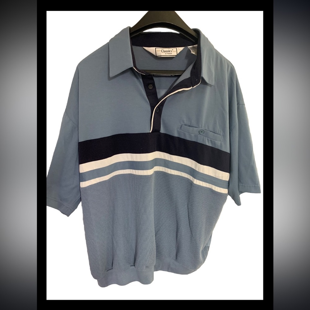 Classics Brand Mens Stripe Polo Shirt Button Collar 2XL